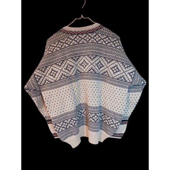 Rare DALE OF NORWAY Fair Isle 100% Wool Sweater Pullover Ski Beige / Gray Size M - Picture 5 of 7